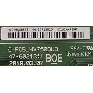 T-CON PARA TV PANASONIC / NUMERO DE PARTE 44-97715510 / 47-6021311 / C-PCB_HV750QUB / HV750QUBF90 / DISPLAY HV750QUB-F90 / MODELO TH-75CQE1W	